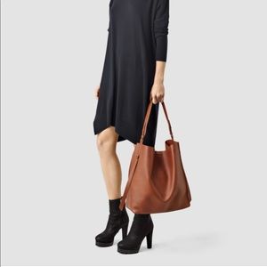 ALL SAINTS paradise North South Tote brown leather